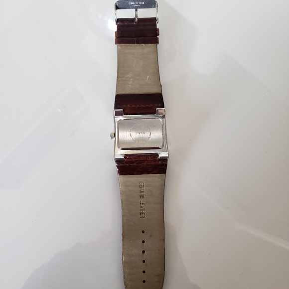 Aldo Watch Leather Strap Stainless Steel Brown Women's Or Men Silver Hardware - Picture 2 of 8